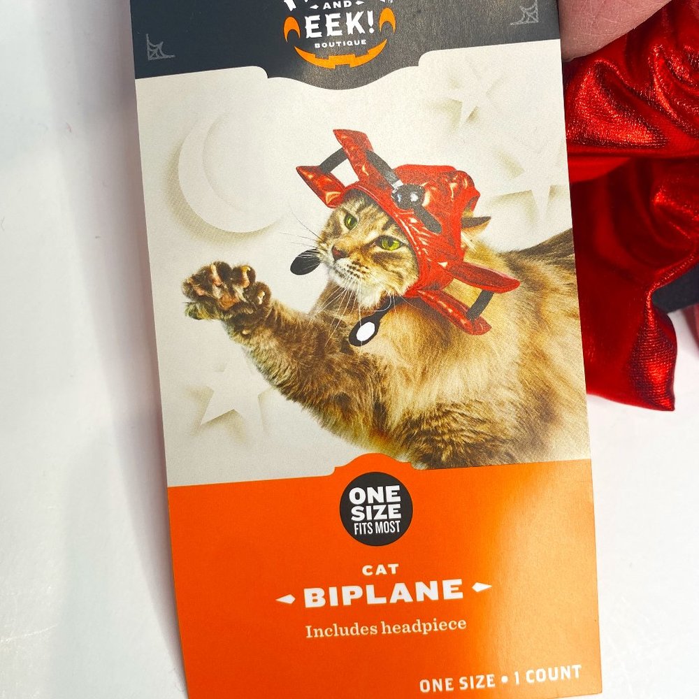 HYDE and EEK Boutique, NWT, cat biplane headpiece OSFA, red and black.